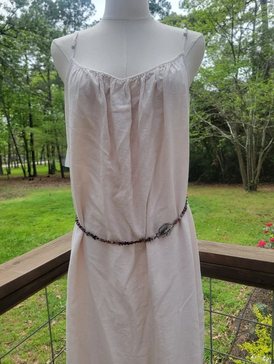 Sterling-Tone Fish Pendant Belt or Necklace with Multicolor Tourmaline Chips - Picture 5 of 6